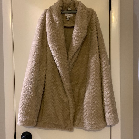 Calvin Klein Jackets & Blazers - Calvin Klein cozy Khaki Tan fleece Teddy Jacket Coat